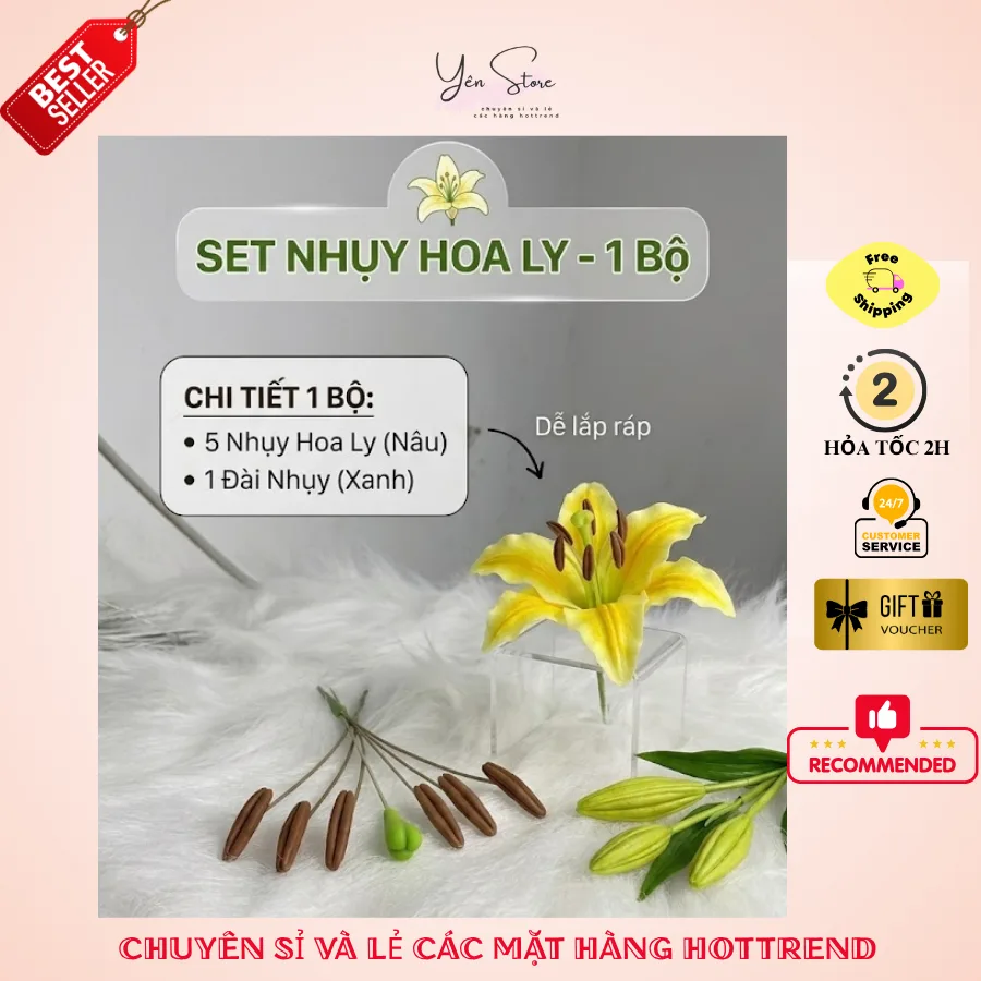 5 Bộ Nhụy Hoa Ly Giả Cao Cấp Làm Hoa Handmade Thay Thế Nhụy Hoa Trang Trí Bền Đẹp Tự Nhiên DIY